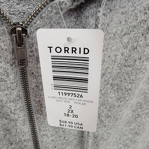 Torrid Plus Size Soft Plush Grey Zip Hoodie